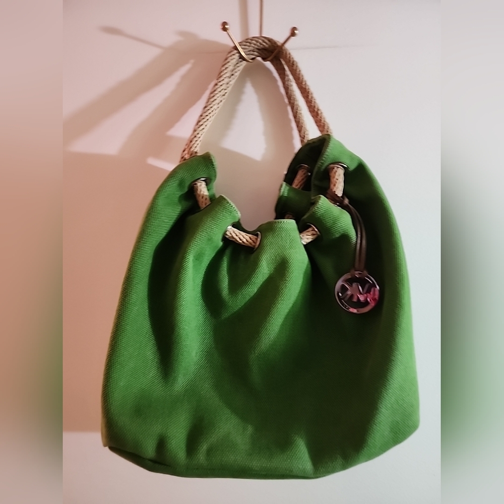 Michael Michael Kors Women's Green Canvas Tote Bag